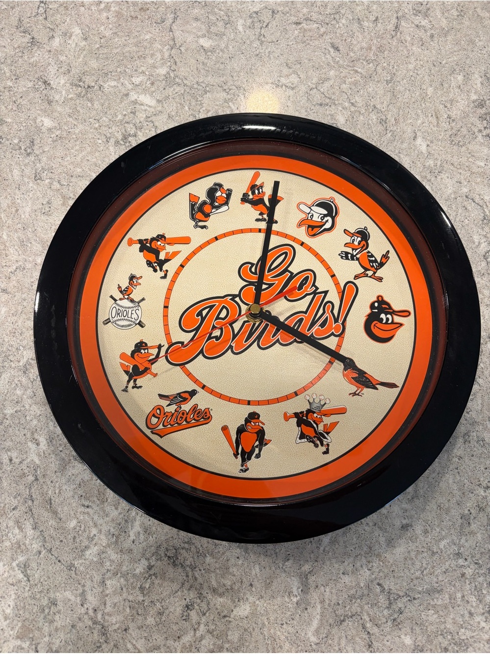 Baltimore Orioles MLB ‘Go Birds!' Wall Clock - Black and Orange